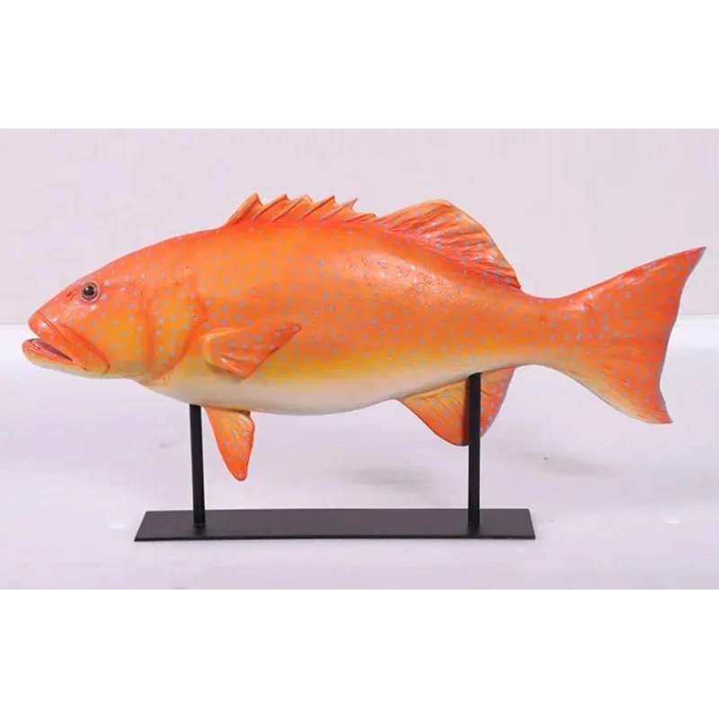 Statue poisson truite corail sur base