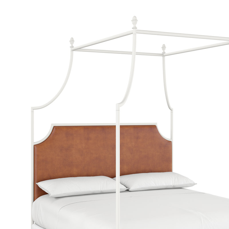 337 Flying Arch Canopy Bed | Complete Canopy, Queen, Matte White/Copper