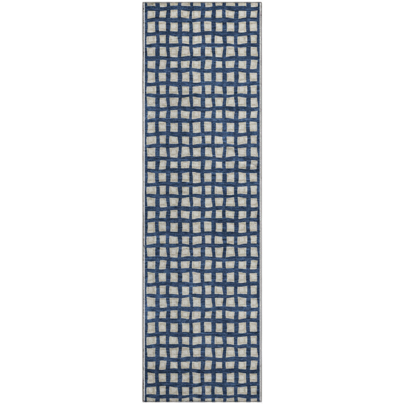Premium Machine Washable Parramatta Blue Rug, Runner 2'3" x 7'6"
