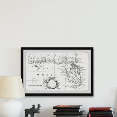 «Vintage Map of Florida II», reproduction d'art graphique sur papier encadré