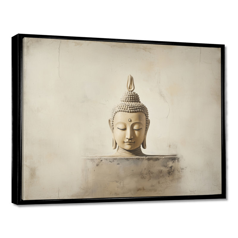 Bouddha minimaliste, tradition mystique du Bouddha I - impression murale, Noir, Reproduction avec cadre flottant