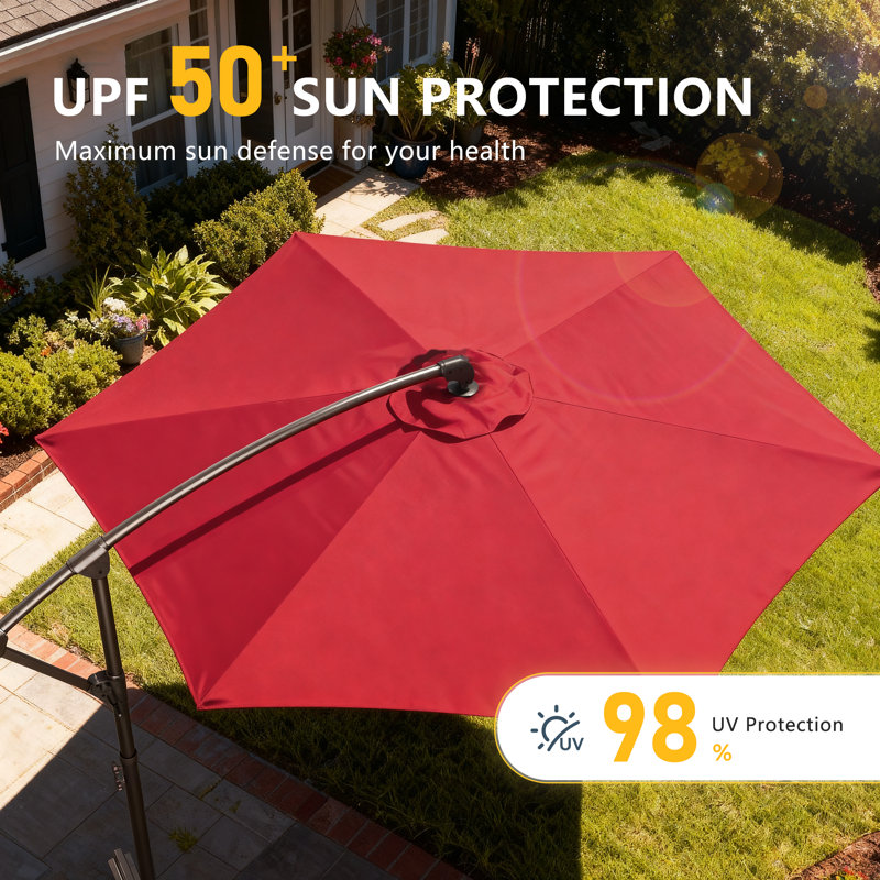 Parasol en porte-à-faux 10 pi Badillo, Rouge