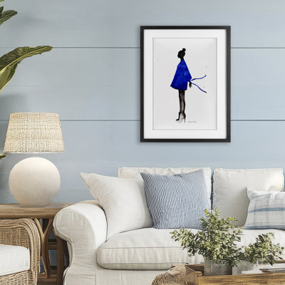 «Girl In Blue Dress Silhouette», reproduction encadrée sous verre, conception de Simone Elum