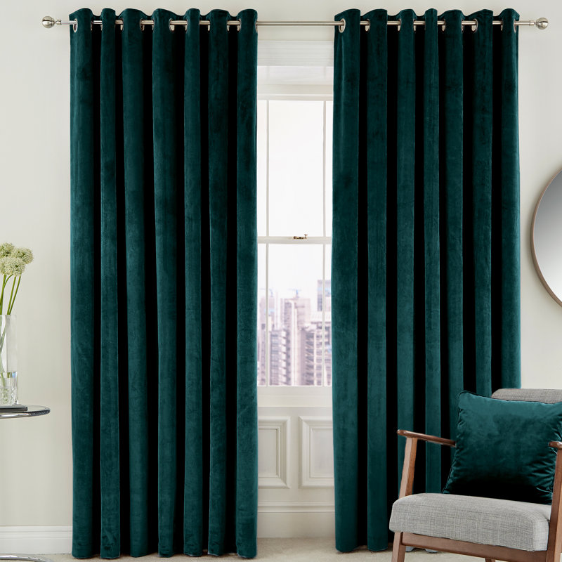 Escala Eyelet Room Darkening Curtains, Width 167 x Drop 137 cm, Teal