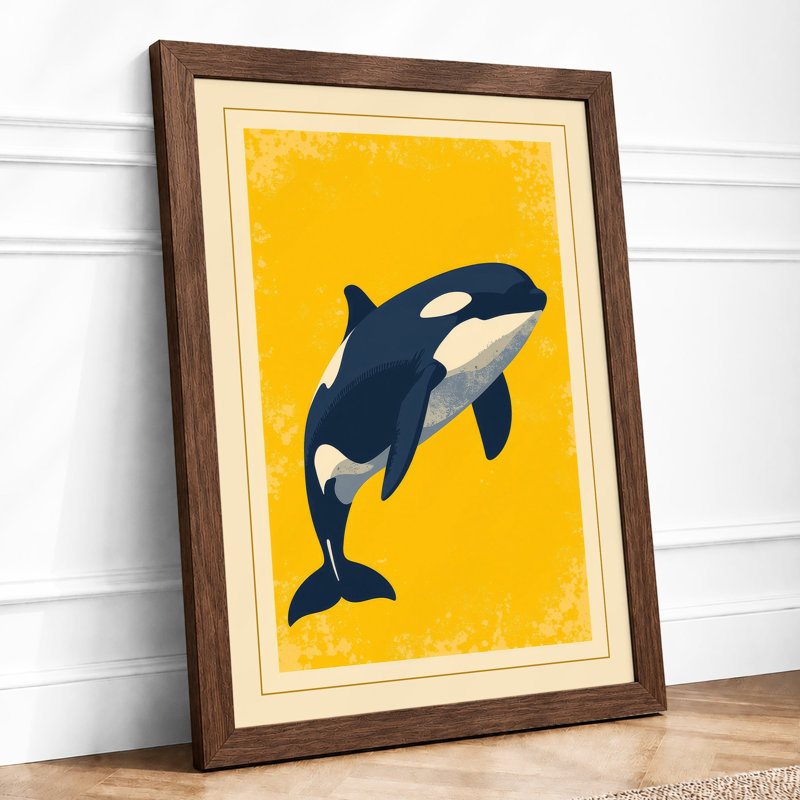 Leaping Orca Coastal - Framed Print, Walnut, A1 - 84.1 x 59.4 cm
