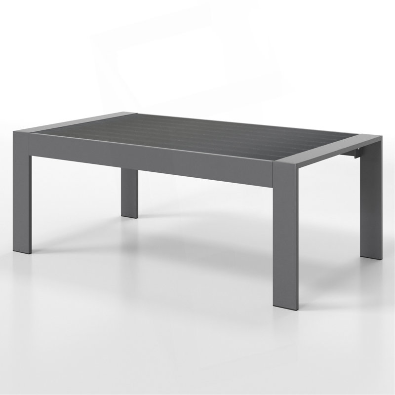 Table basse d'extérieur toutes saisons en aluminium, table basse moderne pour l'extérieur, table basse rectangulaire de patio - gris