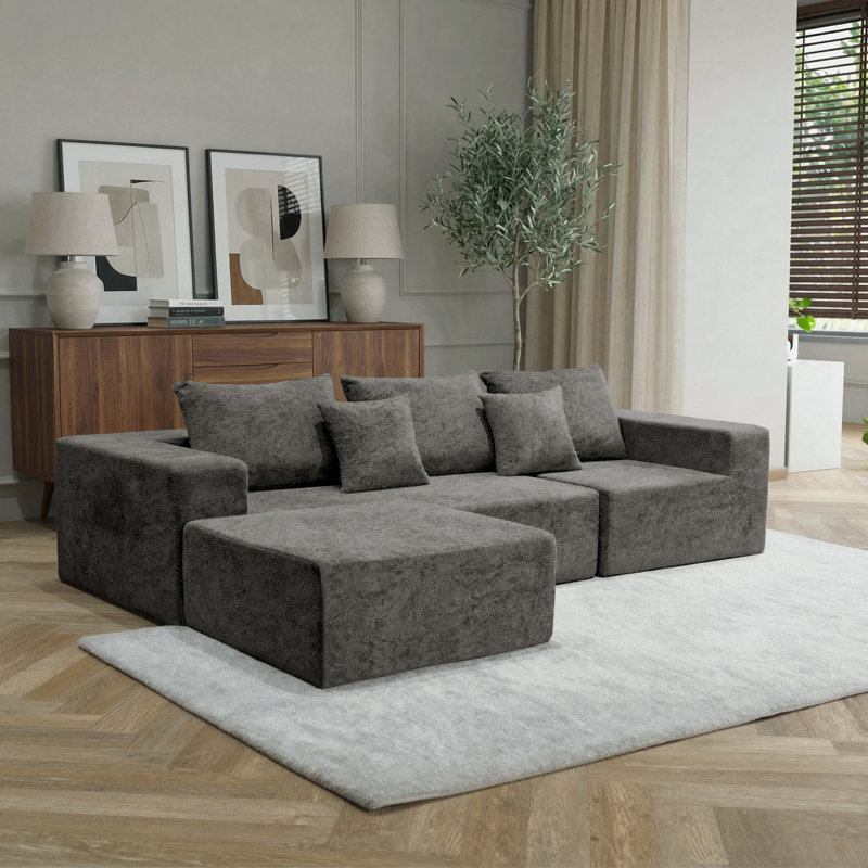 Boneless Oversized 108" Boneless Sectional Sofa, Modular Couch with Reversible Chaise & Ottoman for Flexible Living Room