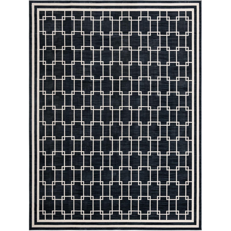 Tapis contemporain bleu Ogorman, Rectangle 10 pi x 13 pi 1 po