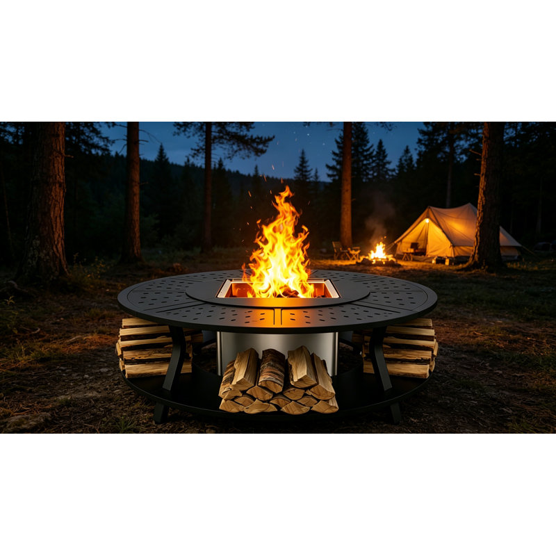 48" Smokeless Fire Pit & Surround Tabletop Combo with 17" Firepit