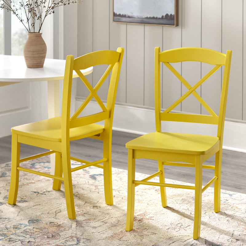 Chaise d'appoint à dossier en croix Castellon, Jaune