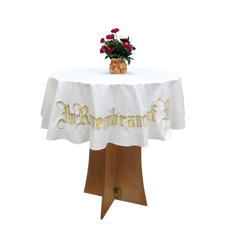 Jenilee Round Table Cloth 48" Diameter Cotton Decorative Washable Round Holy Communion Tabletop Tablecloth
