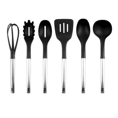KitchenAid 6-Piece Crock with Plastic Kitchen Tool Set Black