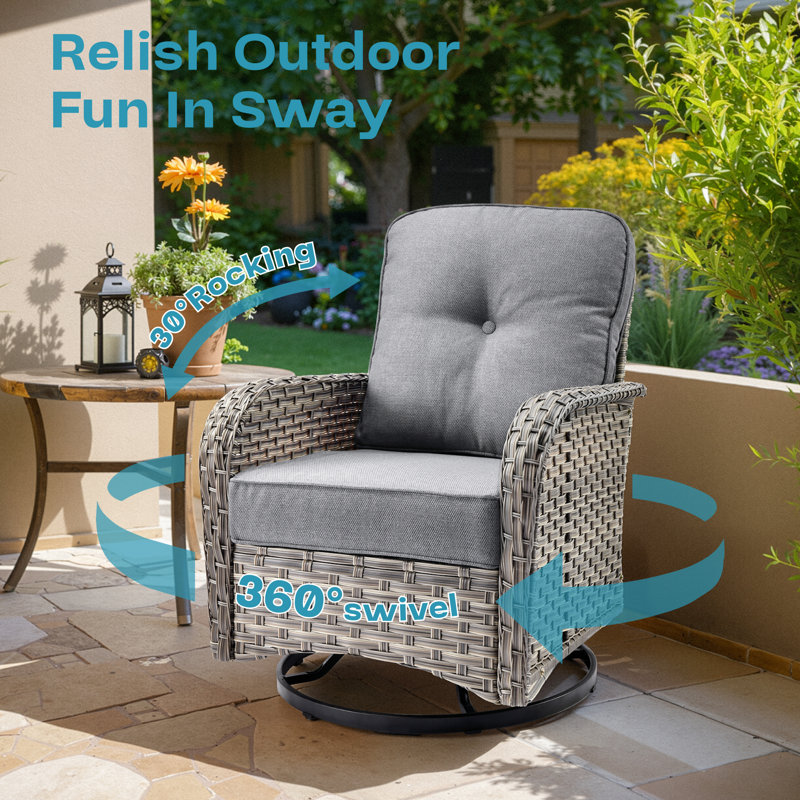 Emroy 5 - Person L-Shaped Sectional Outdoor Conversation Set,Wicker Patio Seating Group with Lighted Coffee Table, All Weather Swivel Chair Set with Cushions