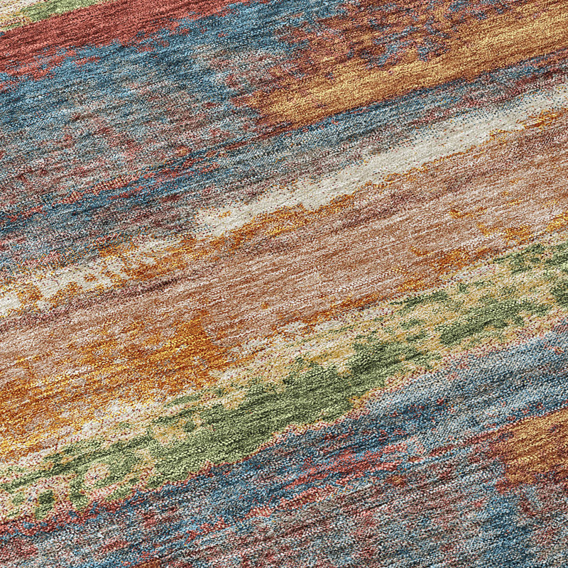 Aleighna Abstract Brown and Gray Washable Synthetic Rug