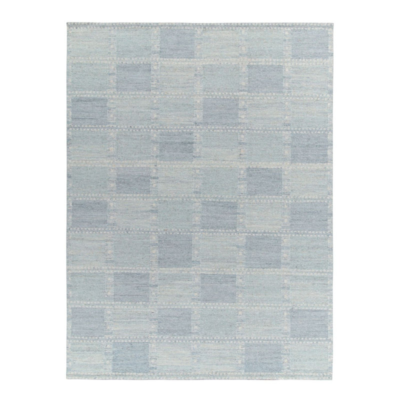 Scandinavian Flatweave Wool Geometric Area Rug, Rectangle 9' x 12'