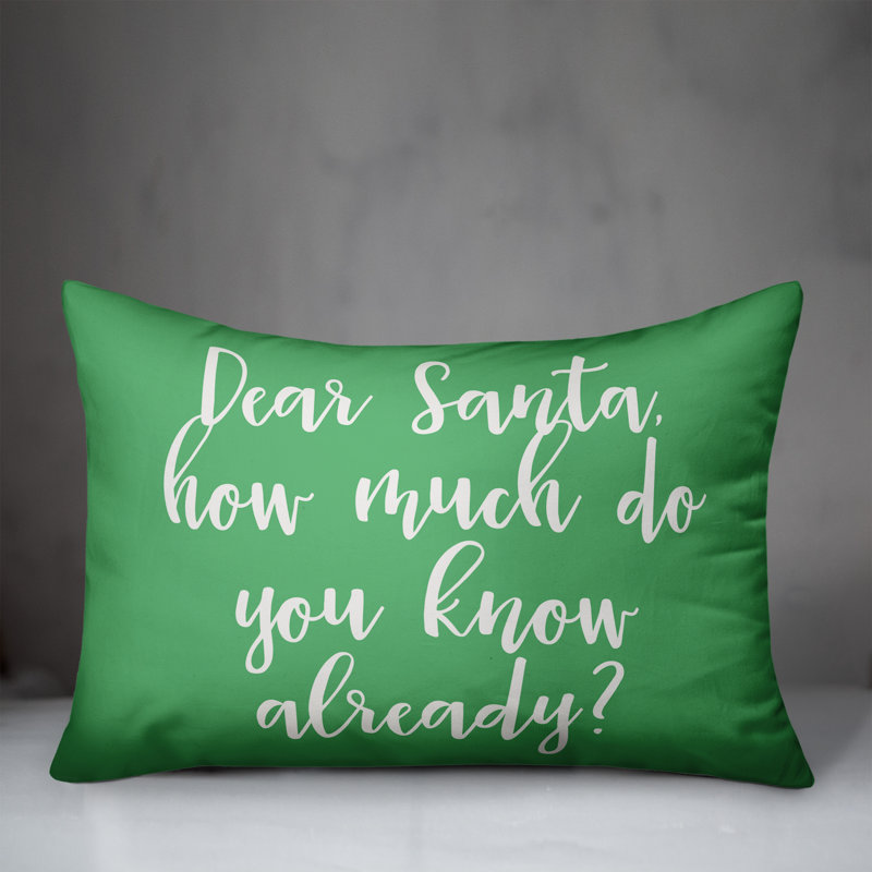  Dear Santa Lumbar Pillow, Light Green
