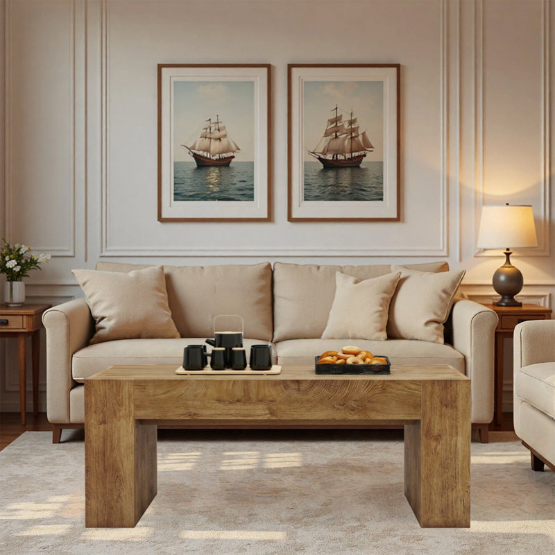 Rectangle Milsons en bois avec tiroir de rangement caché