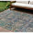 9' X 12' Green Navy Blue And Ivory Oriental Washable Indoor Outdoor Area Rug-125213647
