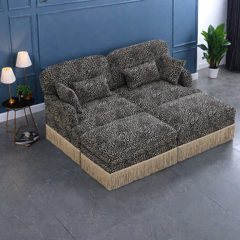 Deep Seat Modular Sofas, Chenille Leopard Modern Style For Home
