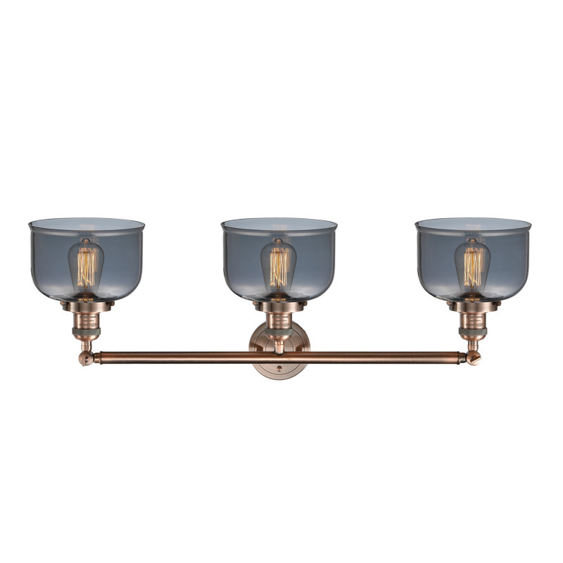 Bell - Luminaire de meuble-lavabo 3 lumières 32 po, DEL, Plaqué couleur fumée, Cuivre antique