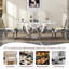 Dining Table For 6 People, 70" Rectangle Dining Table With Mirrored Finish Stainless Steel Base, Modern Kitchen Table(Only Table)-271201904