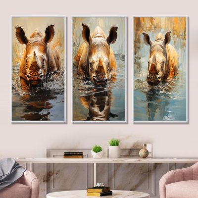 Rhinos Refreshing Dip In Water