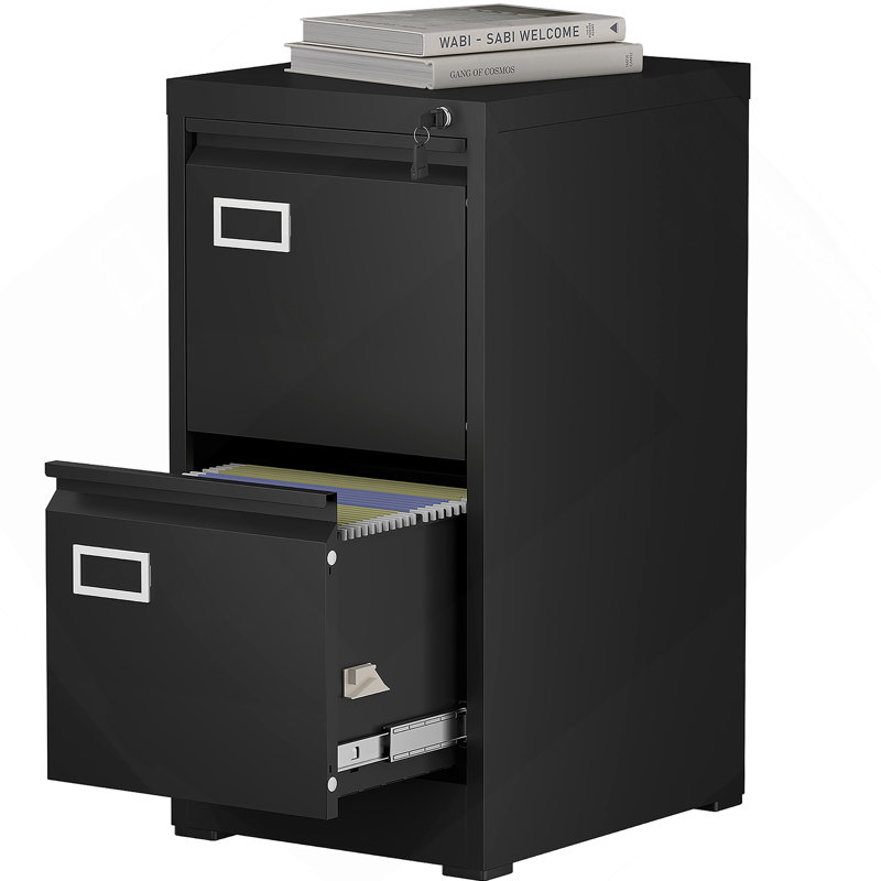 Classeur vertical à 2 tiroirs avec serrure, classeur vertical en métal pour bureau personnel