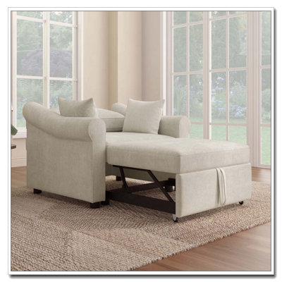 Chenille 3‑in‑1 Convertible Sleeper Chair with Adjustable Backrest
