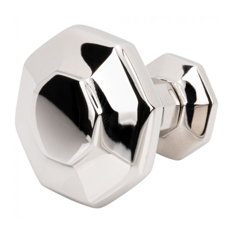 Palazzo Length Geometric Knob, Polished Nickel, 1  3/16"