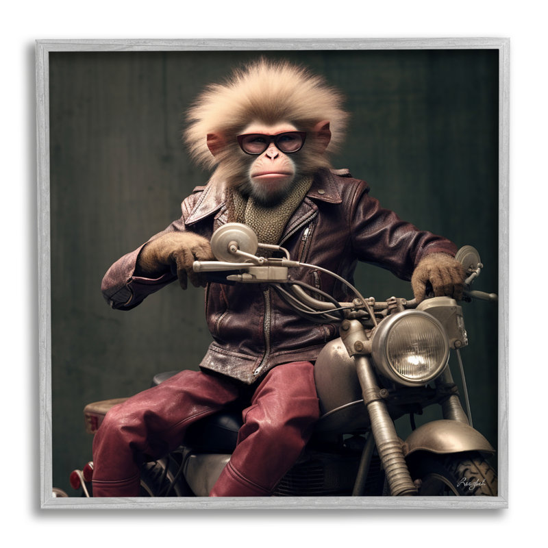 Stupell Industries, portrait de singe motard, estampe numérique de Roozbeh, Estampe numérique Farmhouse