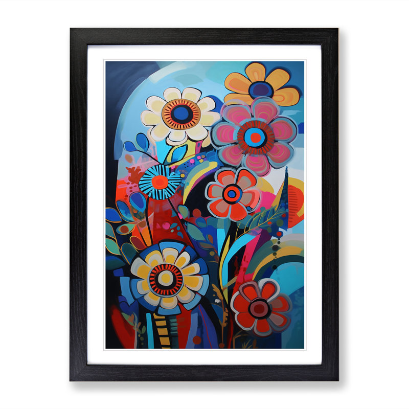 FRM-V0523-877X Flowers Constructivism Vol.6 1 Piece Single Picture Frame Wall Art, 34cm H x 25cm W x 2cm D, Walnut Framed