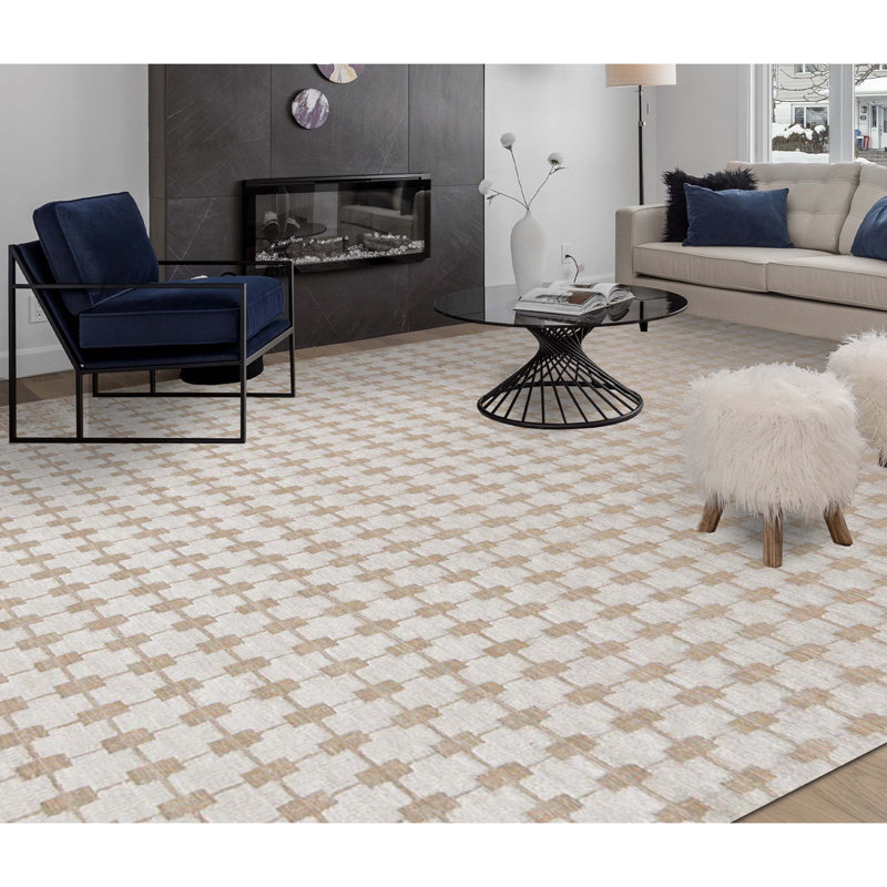 Geometric Area Rug in Gray/Tan, Rectangle 5'8" x 7'9"
