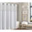 Hookless Waffle Stripe Shower Curtain, 2-in-1 Shower Curtain Includes Fabric Shower Curtain with Sheer Top Window and Flex-on Rings, It’s a Snap! Liner Compatible, 71 In Wide x 74 In Long, Bright White-88967261-109469613