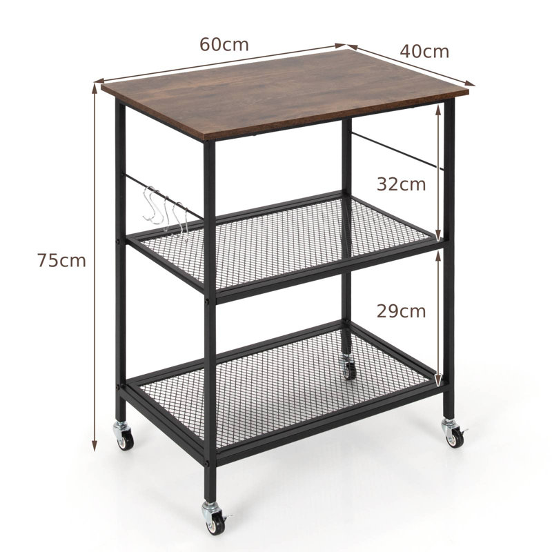 Artifore 75cm H x 60cm W Utility Cart with Wheels
