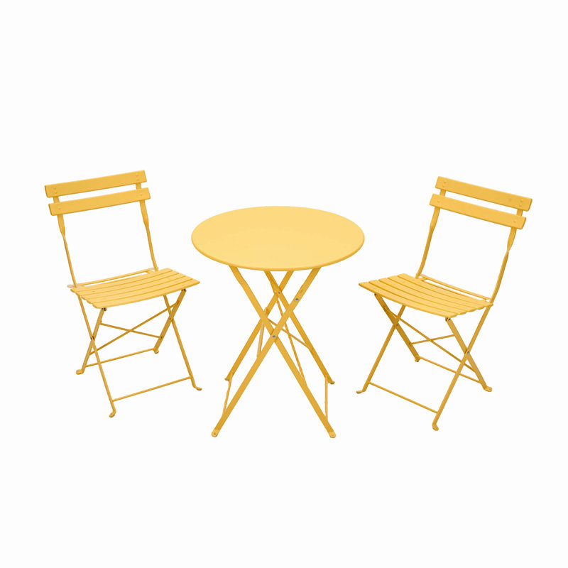 3-Piece Outdoor Folding Bistro Set, Yellow
