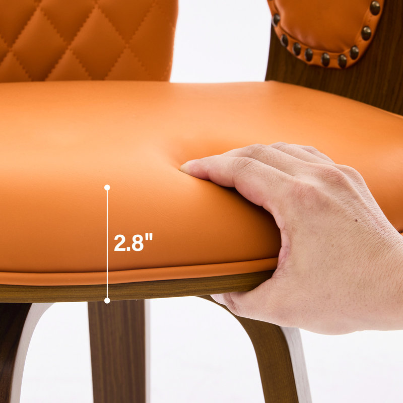 Modern Upholstered Swivel Counter Height Bar Stool, Orange