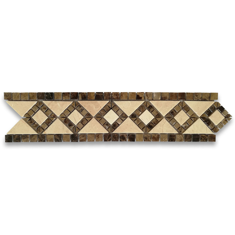 Venice Emperador 4X7.5 Marble Mosaic Border Listello Tile Polished
