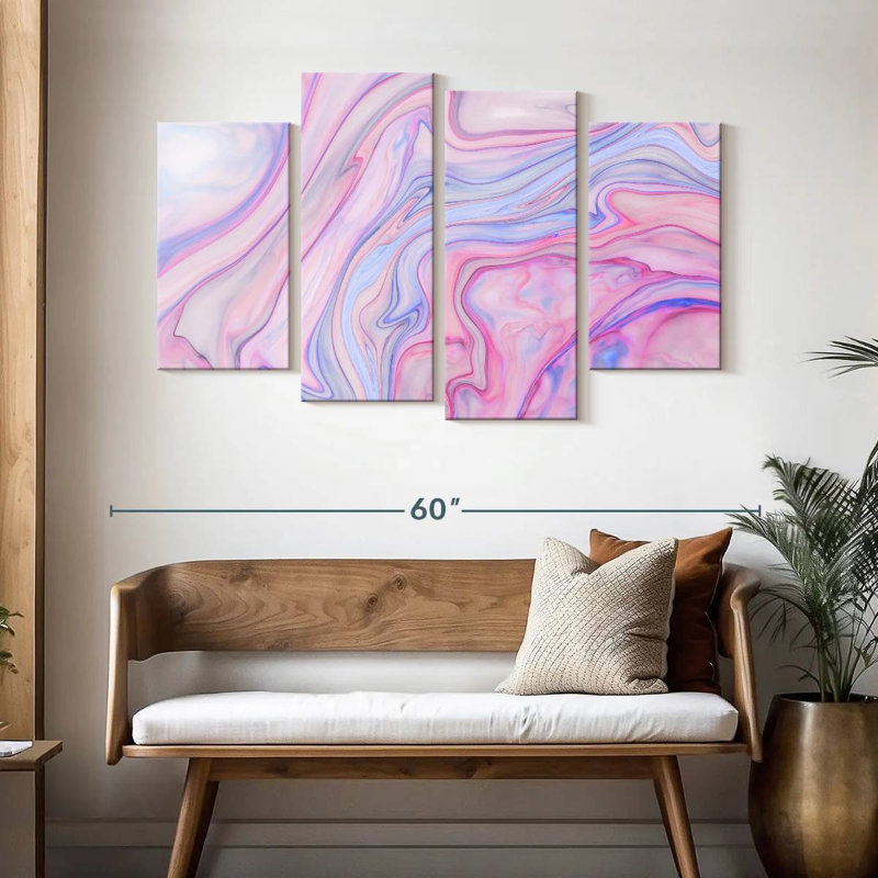 Marbre rose abstrait Avery, H 32 po x l 52 po