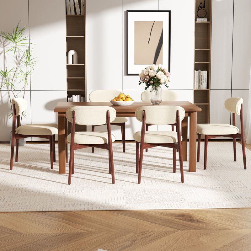 Chaise rembourrée en bois massif robuste et durable - Chaise d'appoint pour un confort et un soutien durables, Brun, Beige