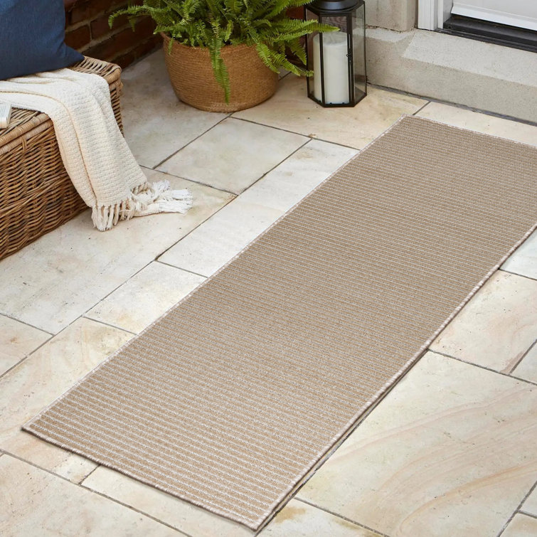 Wanneroo High-Low Minimalist Scandi Striped Beige/Cream Indoor/Outdoor Rug
