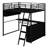 Aryela Metal Loft Bed With LED, Desk