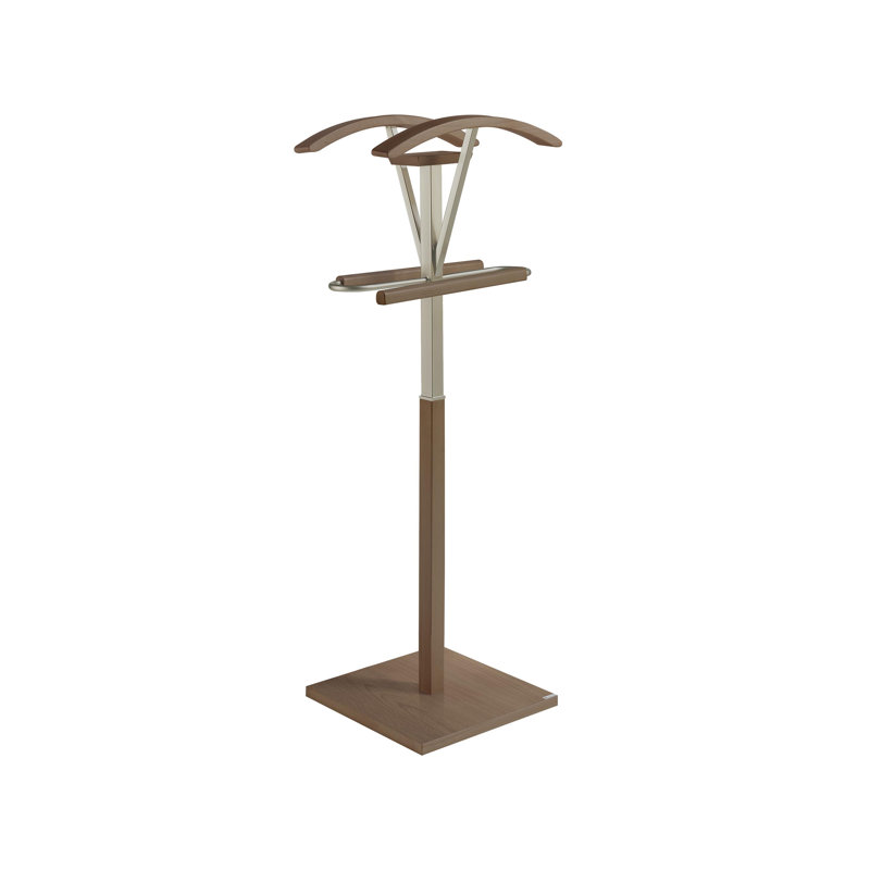 Solid Wood Iron Freestanding Valet Stand, Walnut