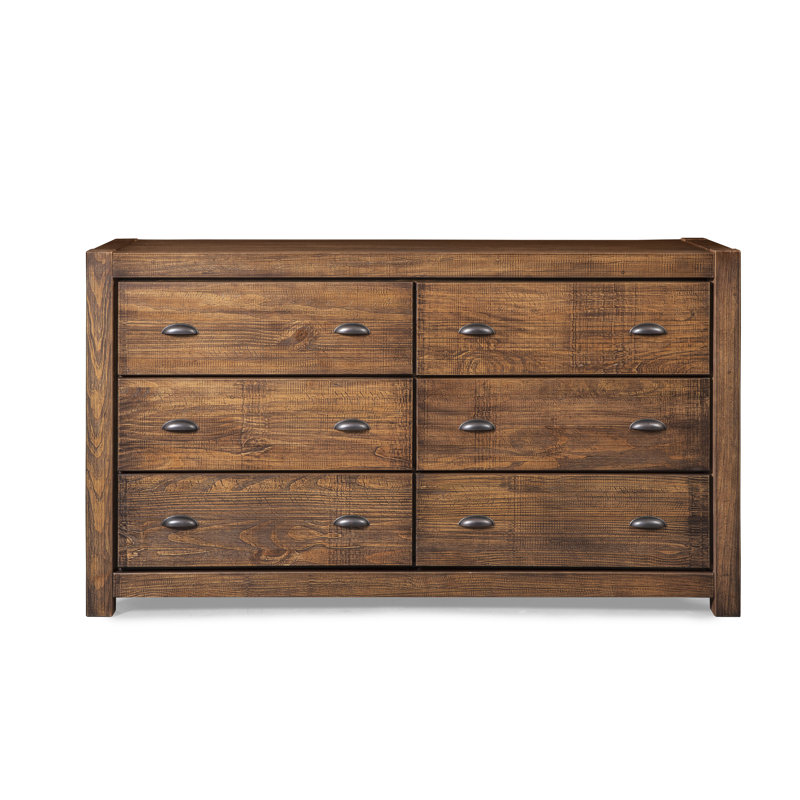 Montauk Solid Wood 59.5'' W 6 - Drawer Dresser, Rustic Walnut