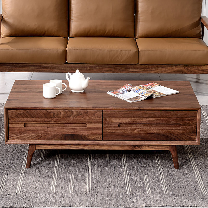 Table de bout en noyer noir, H 16,5 po x L 49,2 po x l 24,4 po