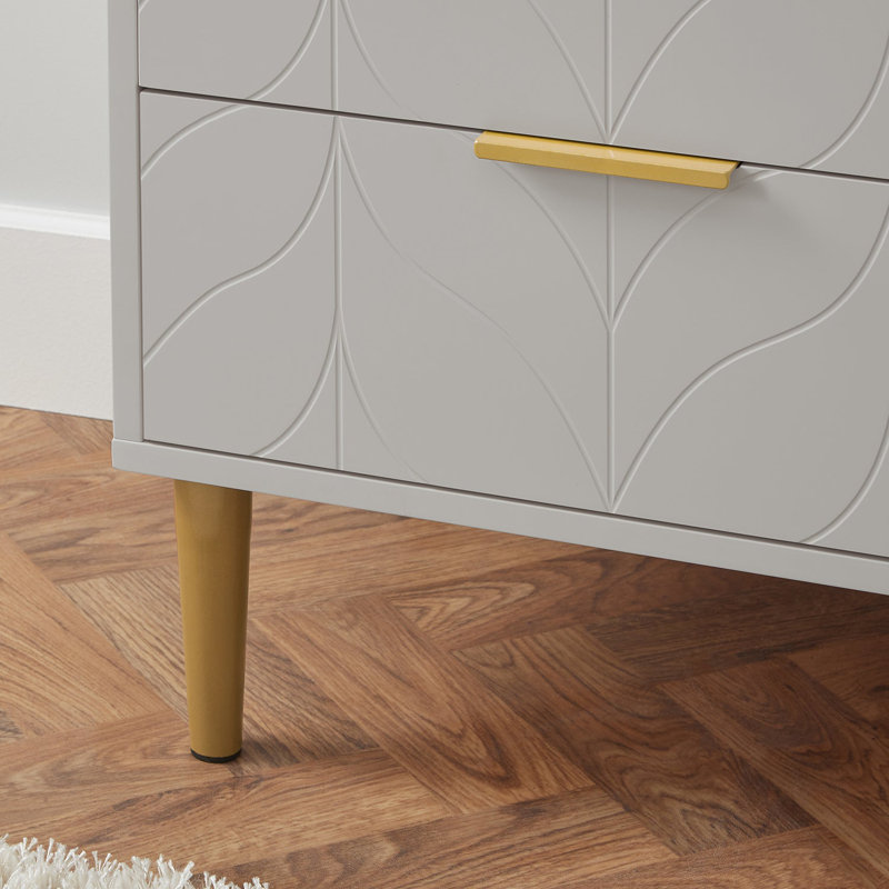 Adams 50cm W Manufactured Wood Bedside Table, Grey, Set of 2
