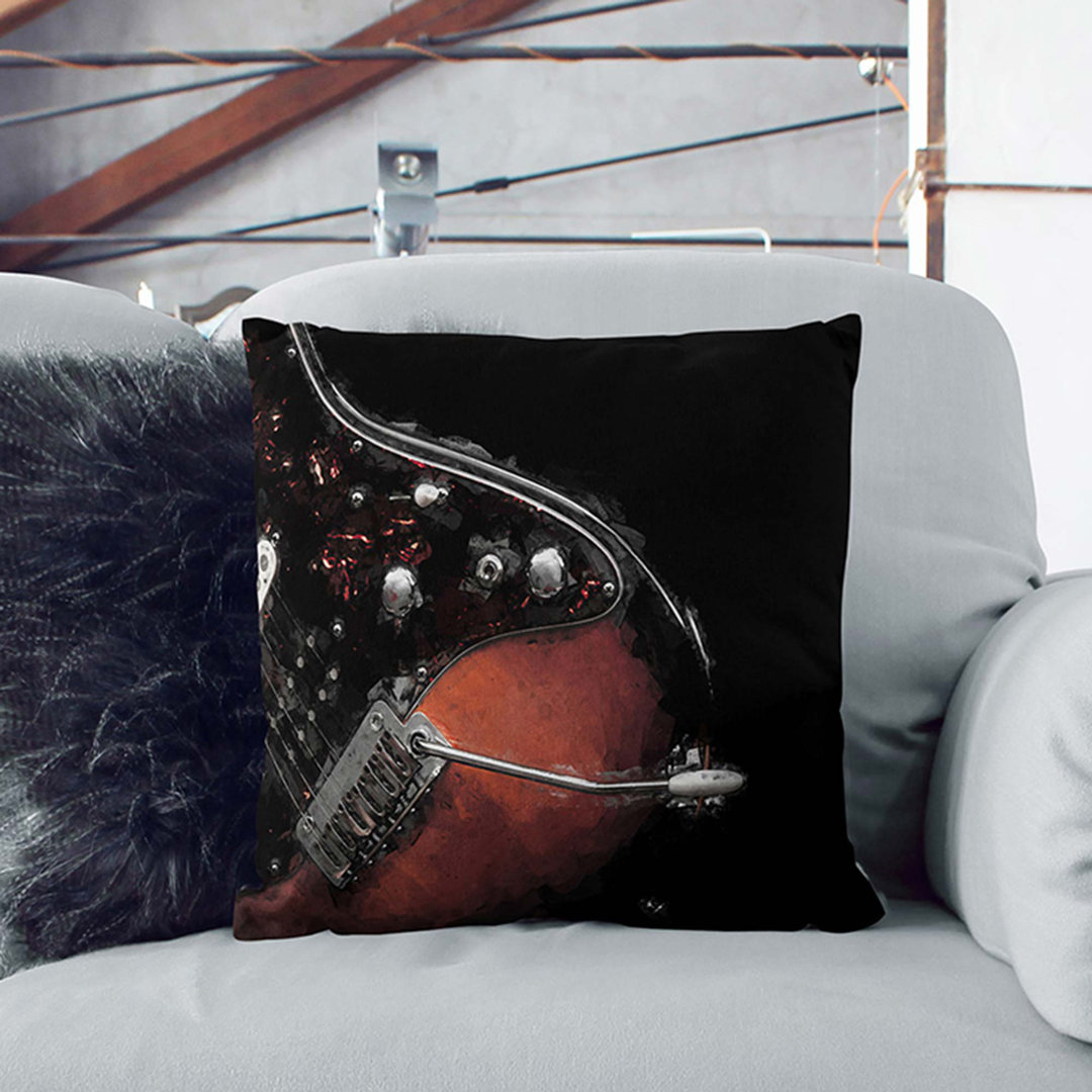 Electric Guitar in the Shadows in Abstract Cushion with Filling
