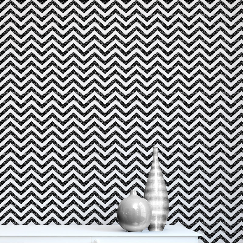 Panneau de papier peint adhésif Aphan, Noir / Blanc, l 24 po x L 120 po