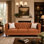 Canapé 81 po en cuir Mid-Century, canapé Chesterfield 3 places avec siège profond, meubles de salon touffetés à la main, brun clair cognac