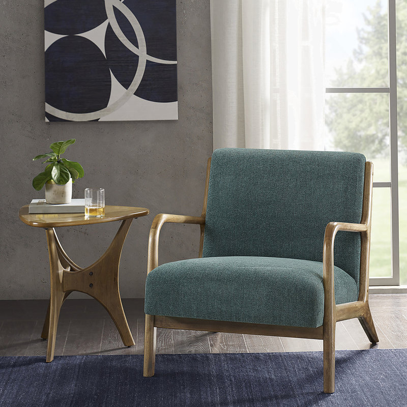 Chaise longue en polyester sarcelle à 4 pieds, Sarcelle