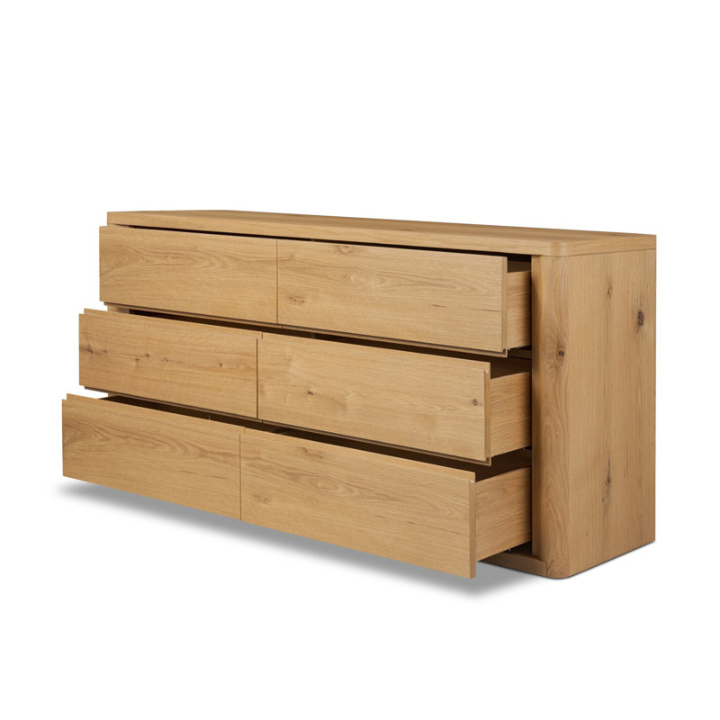 Novella 6 Drawer Dresser-Natural Oak Veneer Thick Random